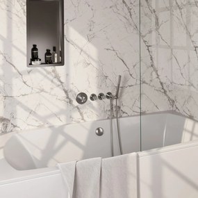 Brauer Stripe inbouw badkraan met badvulcombinatie en staafhanddouche RVS geborsteld PVD