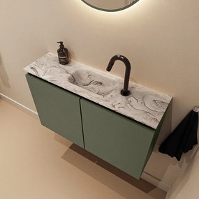 Mondiaz Ture DLux toiletmeubel 80cm army met wastafel glace midden met kraangat