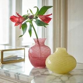 Vaas van gekleurd glas met strepen, hoogte 10,2 cm, MARLIA