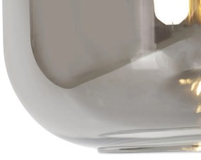 Smart hanglamp zwart met goud en smoke glas incl. Wifi A60 - Zuzanna