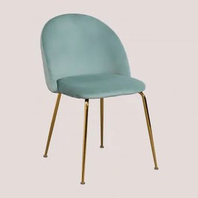 Kana Design Eetkamerstoel In Fluweel Grün Tanne & Goud - Sklum