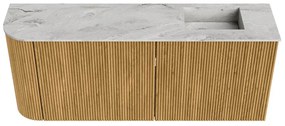 Mondiaz Joya DLux 100cm toiletmeubel ronding links oak met wastafel faye rechts zonder kraangat glace