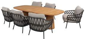 Capri Calpi low dining tuinset 7 delig 240x110xH69 cm teak antraciet 4 Seasons Outdoor