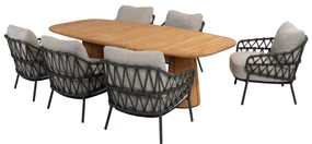 Capri Calpi low dining tuinset 7 delig 240x110xH69 cm teak antraciet 4 Seasons Outdoor