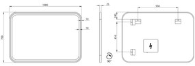 Sapho Cetis zwarte spiegel met LED-verlichting 100x70cm