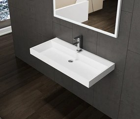 Lambini Designs Vicenza wastafel solid surface 80cm met kraangat wit mat