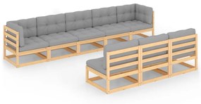 vidaXL 8-delige Loungeset met kussens massief grenenhout