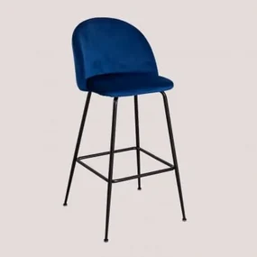 Kana Design Hoge Fluwelen Kruk Blauw & ↑75 Cm & Zwart - Sklum