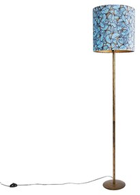 Stoffen Botanische vloerlamp goud met vlinderdessin kap 40 cm - Simplo Modern E27 Binnenverlichting Lamp