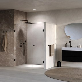 Brauer Void Carving profielloze nisdeur 150cm met draaideur 70cm aan muur zwart mat