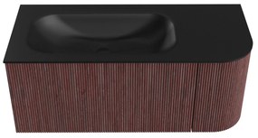 Mondiaz Kurve 105cm badmeubel ronding rechts ruby met 1 lade en deur en wastafel big small links zonder kraangat urban