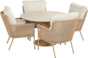 Tuinset Ronde Tuintafel 4 personen 120 cm Rope Taupe  Hartman Zaragoza/Zaragoza