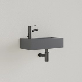 Sanigoods Nano fontein links leigrijs met kraangat 36x18cm
