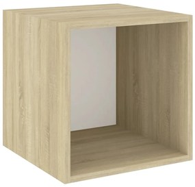 vidaXL Wandkast 37x37x37 cm spaanplaat wit en sonoma eikenkleurig