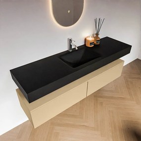 Zaro Alan badmeubel 160cm sand 2 lades met vrijhangende wastafel cloud midden 1 kraangat urban