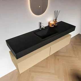 Zaro Alan badmeubel 160cm sand 2 lades met vrijhangende wastafel cloud midden 1 kraangat urban