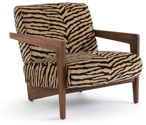Fauteuil in massief notenhout met dierenprint, Izag