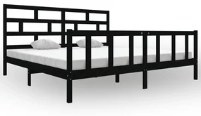 vidaXL Bedframe massief grenenhout zwart 200x200 cm