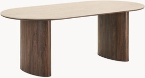 Ovale eettafel Delphi met travertijn effect, 210 x 100 cm