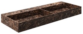 Saniclear Dark Emperador marmeren wastafel 120x46cm met kraangaten