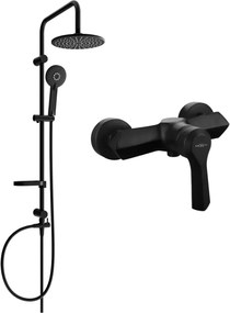 Mexen Carl opbouw douche set met regendouche en Sabre douchekraan, zwart - 72140240-70