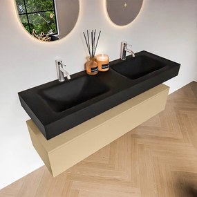 Zaro Alan badmeubel 140cm sand 1 lade met vrijhangende wastafel cloud dubbel 2 kraangaten urban