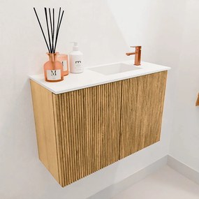Mondiaz Joya 60cm toiletmeubel oak met wastafel faye rechts 1 kraangat talc