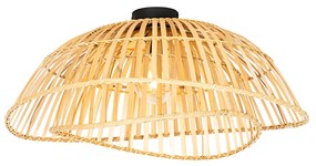Oosterse plafondlamp zwart met naturel bamboe 62 cm - Pua