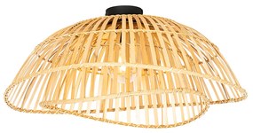 Oosterse plafondlamp zwart met naturel bamboe 62 cm - PuaOosters E27 rond Binnenverlichting Lamp