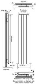 Eastbrook Rosano verticale aluminium radiator 28x60cm mat antraciet 316 Watt