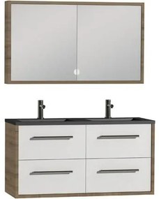 Tiger Boston badmeubel met spiegelkast en zwarte wastafel 120cm chalet eiken
