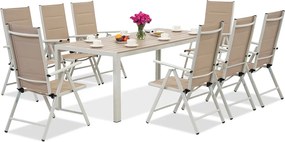 Aluminium tuinmeubelen met grote Polywood Verona tafel voor 8 personen Garden Point beige