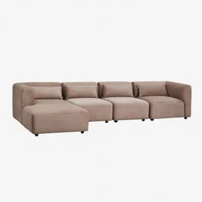 Linker 4-delige Modulaire Chaise Longue Bank Fogler Corduroy Kameelbruin - Sklum
