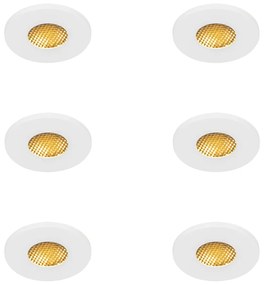 Set van 6 Moderne badkamer inbouwspot wit IP54 - Shed Honey