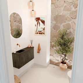Mondiaz Joya 80cm toiletmeubel ronding rechts shadow met wastafel faye links zonder kraangat urban