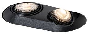 Afgeronde inbouwspot zwart GU10 50mm 2-lichts - Hubs Modern GU10 ovaal Binnenverlichting Lamp