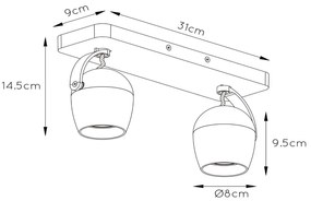 Lucide Preston plafondlamp 2x 5W goud mat