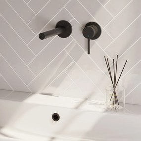 Brauer Stripe inbouw wastafelkraan ColdStart met rechte uitloop en rozetten model A1 zwart mat