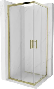 Mexen Rio vierkante douchecabine 80 x 80 cm, transparant, goud - 860-080-080-50-00