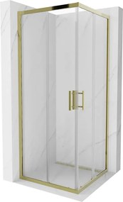 Mexen Rio vierkante douchecabine 80 x 80 cm, transparant, goud - 860-080-080-50-00
