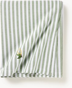 Gestreept tafelkleed Melony met geborduurde motieven