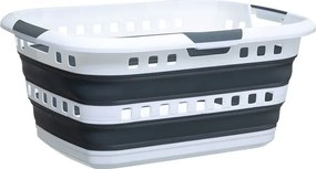 5Five Wasmand 45L - Opvouwbaar - Kunststof - Grijs/Wit - Met Handvatten