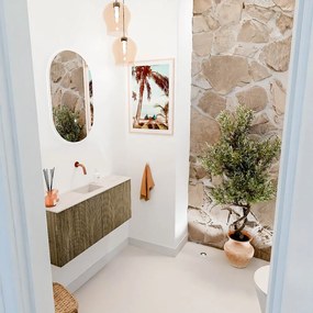 Mondiaz Joya DLux 90cm toiletmeubel dusk met wastafel faye midden zonder kraangat meli