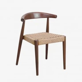 Set Van 4 Celle Teakhouten Eetkamerstoelen Donker Teakhout & Synthetisch Riet Met Rastervlechtwerk - Sklum
