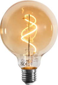 Set van 5 E27 dimbare LED lamp spiraal filament G95 goud 4W 270 lm 2100K