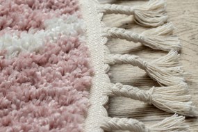 Tapijt BERBER TROIK A0010 ROND rozekleuring  / witrand ,  Barber , marokkaanse shaggy