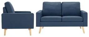 vidaXL 2-delig Bankstel stof blauw