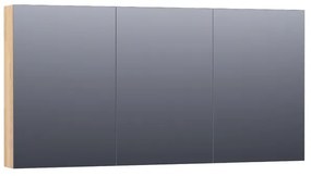 Saniclass Plain Spiegelkast - 140x70x15cm - 3 links- en rechtsdraaiende spiegeldeuren hout - grey oak SK-PL140GO