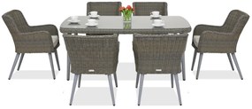 Exclusieve dining tuinset van kunststof rotan Córdoba voor 6 personen Garden Point grijs