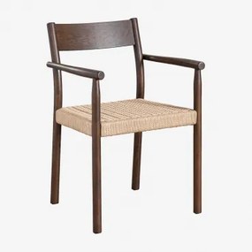 Set Van 2 Tuinstoelen Met Armleuningen Van Eikenhout En Gevlochten Touw Mara Donker Hout - Sklum